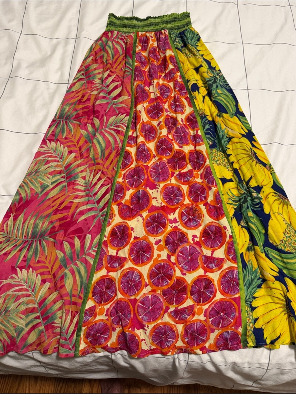 Central Park West Tropical Panel Maxi Skirt in Pink, Orange, Yellow